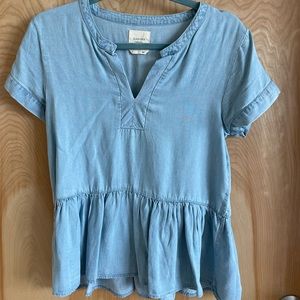 Light Denim Short Sleeve Blouse (small)